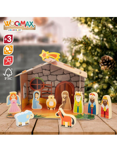  Belén de Madera Infantil magnético, 11 Piezas...