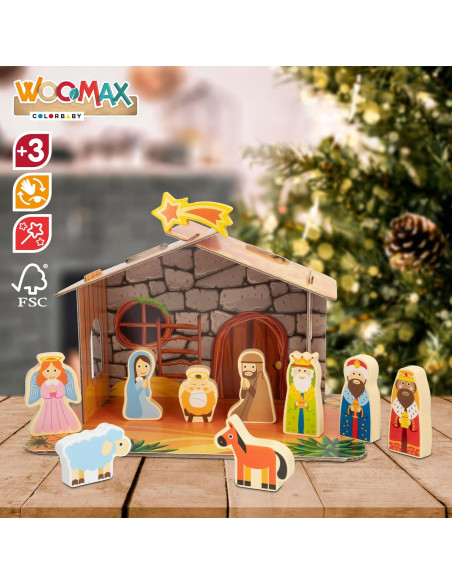 Belén de Madera Infantil magnético, 11 Piezas magnéticas