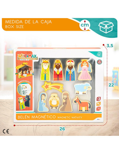  Belén de Madera Infantil magnético, 11 Piezas...