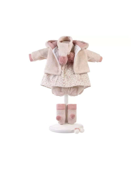 Conjunto Muñeca 42 cm Bufanda, Chaqueta Con Capucha y Coleteros
