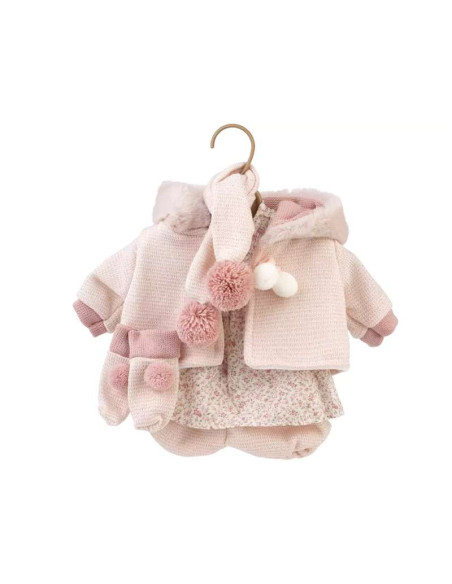 Conjunto Muñeca 42 cm Bufanda, Chaqueta Con Capucha y Coleteros