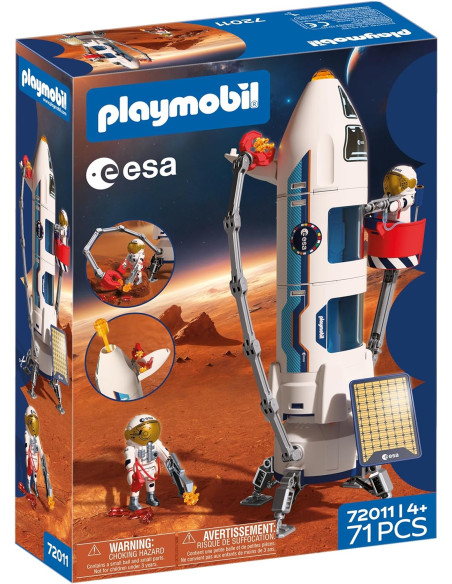 PLAYMOBIL Space Esa Cohete de investigación a Marte| Cohete Modular con Plataforma
