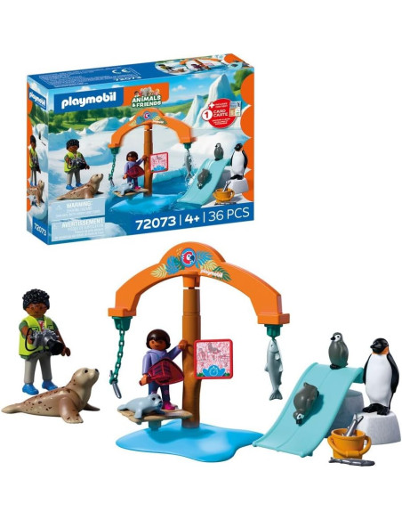PLAYMOBIL | Animals & Friends | Zoo Expedición al Hielo | Pingüinos y focas con carrusel de alimento