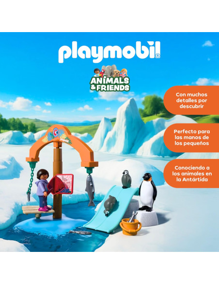 PLAYMOBIL | Animals & Friends | Zoo Expedición al Hielo | Pingüinos y focas con carrusel de alimento
