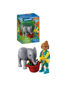 Playmobil Zoo Elefante bebe y cuidadora