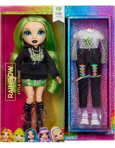 RAINBOW HIGH Style Icons Jade - Muñeca de Moda de 28 cm con Pelo Largo Que se Puede Cepillar