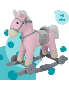 Caballito Balancín con Ruedas Y Sonido, Rosa 74 cm