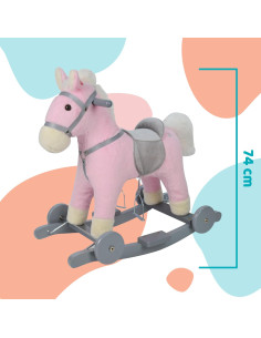 Caballito Balancín con Ruedas Y Sonido, Rosa 74 cm 2