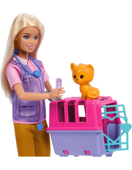 Barbie Tú puedes ser Muñeca rubia profesiones Rescatadora y cuidadora de animales