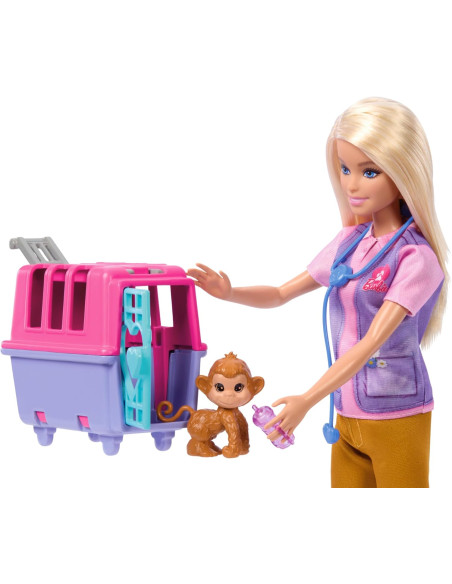 Barbie Tú puedes ser Muñeca rubia profesiones Rescatadora y cuidadora de animales