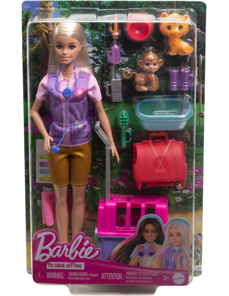 Barbie Tú puedes ser Muñeca rubia profesiones Rescatadora y cuidadora de animales