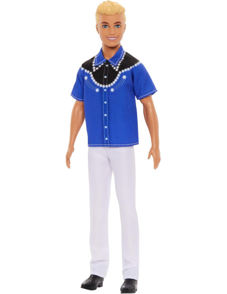 Barbie Fashionistas Muñeco Ken Rubio con Camisa, Pantalones y Botas del lejano Oeste