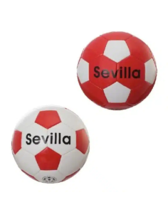 Pelota de fútbol diseño Sevilla roja y blanca