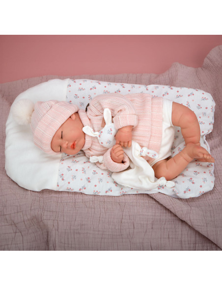 Reborn Arias 45 cm Daira con cojin Dou Dou (ojos cerrados)