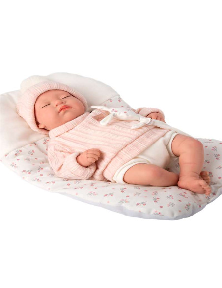 Reborn Arias 45 cm Daira con cojin Dou Dou (ojos cerrados)