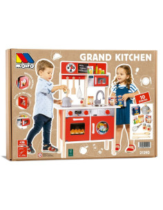 Cocina De Madera Roja Con 10 Accesorios 85,5x30x60 Cm 2