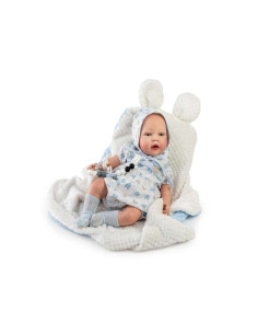 Muñeco Reborn Alexis con conjunto blanco y azul 42 cm