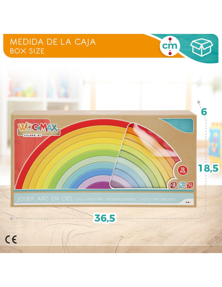 Arcoíris de Madera Infantil XL, Juguete de Construcción, Madera Natural, 11 Piezas