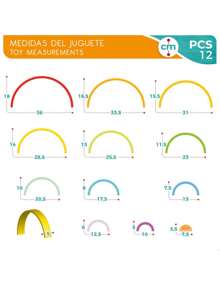 Arcoíris de Madera Infantil XL, Juguete de Construcción, Madera Natural, 11 Piezas