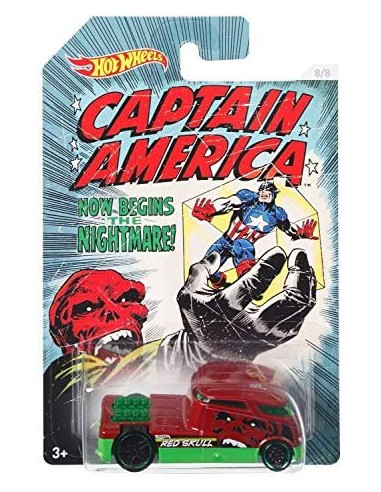 Mattel Hot Wheels DJK75 - Vehículo Capitán Ameríca Qombee (Red SKull) Q0MBEE