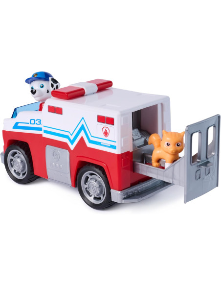 Paw Patrol Patrulla Canina - Pack Camión de Salvamento Search & Rescue Figura de Marshall y Gatito