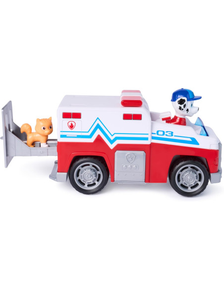 Paw Patrol Patrulla Canina - Pack Camión de Salvamento Search & Rescue Figura de Marshall y Gatito
