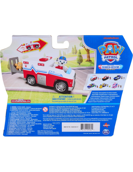 Paw Patrol Patrulla Canina - Pack Camión de Salvamento Search & Rescue Figura de Marshall y Gatito