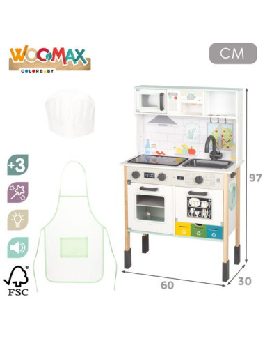 Woomax - Cocina De Madera Eléctrica Con Luz,...