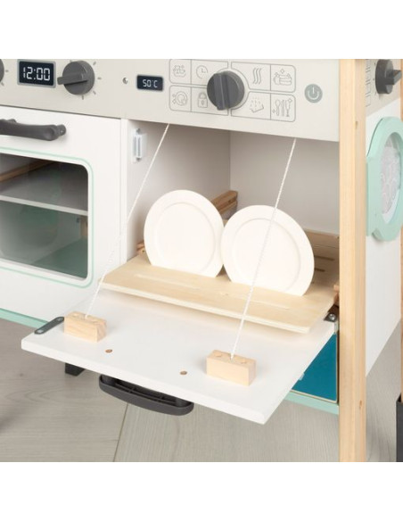 Woomax - Cocina De Madera Eléctrica Con Luz, Sonido Y Accesorios 60x30x97 Cm