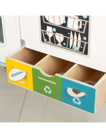 Woomax - Cocina De Madera Eléctrica Con Luz, Sonido Y Accesorios 60x30x97 Cm