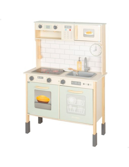 Woomax - Cocina De Madera Eléctrica Con Luz, Sonido Y Accesorios 70x30x100 Cm