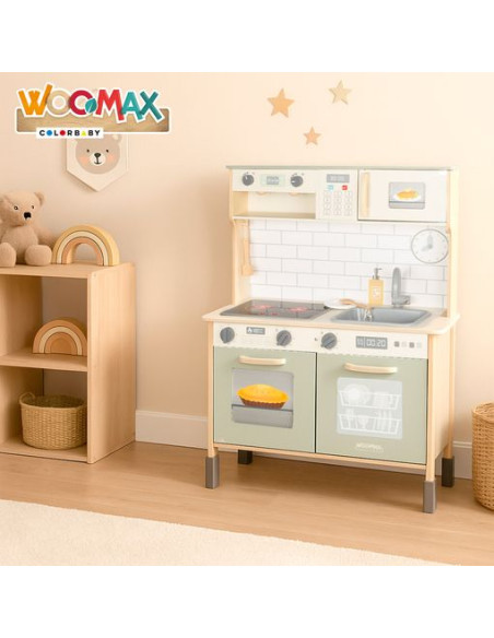Woomax - Cocina De Madera Eléctrica Con Luz, Sonido Y Accesorios 70x30x100 Cm