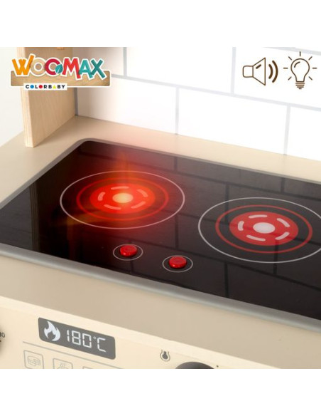 Woomax - Cocina De Madera Eléctrica Con Luz, Sonido Y Accesorios 70x30x100 Cm