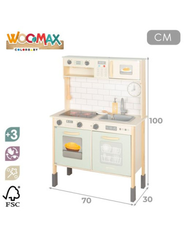 Woomax - Cocina De Madera Eléctrica Con Luz,...