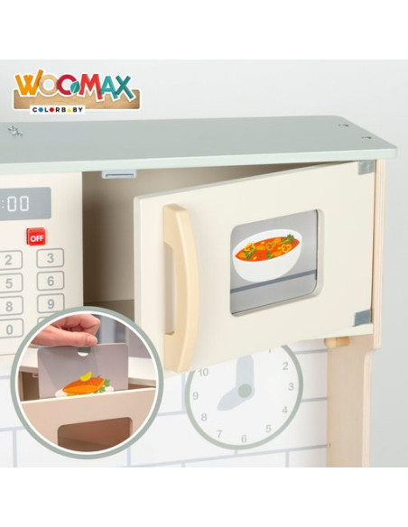 Woomax - Cocina De Madera Eléctrica Con Luz, Sonido Y Accesorios 70x30x100 Cm