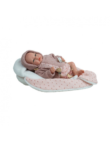 Muñeco Reborn Arias 40 cm Luna Rosa con Manta Nido
