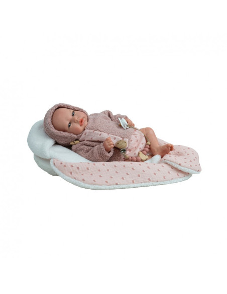 Muñeco Reborn Arias 40 cm Luna Rosa con Manta Nido