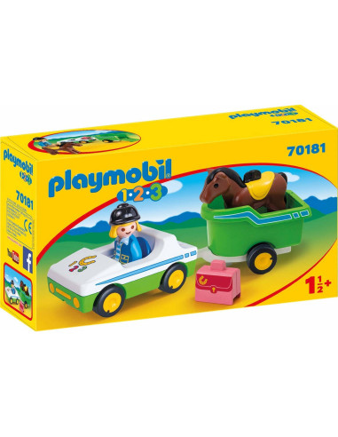 Playmobil 1,2,3 Coche con Remolque de Caballo Playmobil 70181