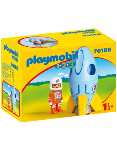 Playmobil 1.2.3 Astronauta Con Cohete 70186