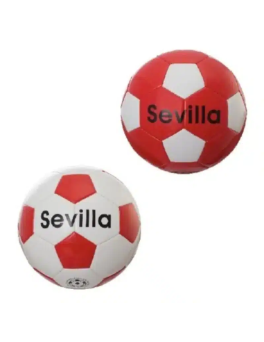 Pelota de fútbol diseño Sevilla roja y blanca