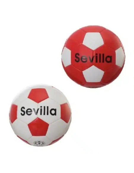 Pelota de fútbol diseño Sevilla roja y blanca