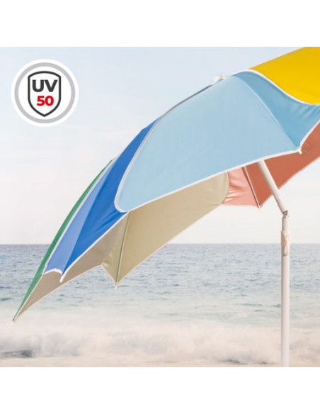 Sombrilla De Playa Inclinable D180 Cm Multicolor Aktive Beach. Oxford