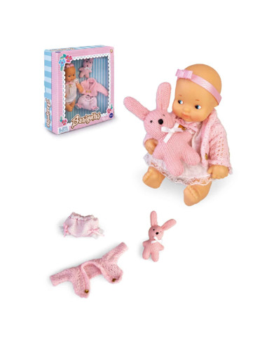 Barriguitas Clásicas. Set de muñeca bebé con ropita rosa