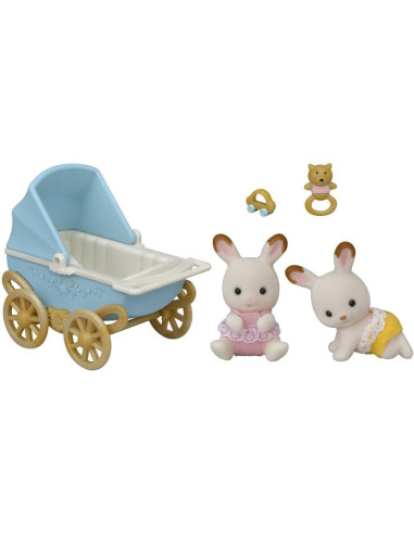 Sylvanian Families - 05432 - Set de cochecito gemelar Cabe y Breeze Chocolate