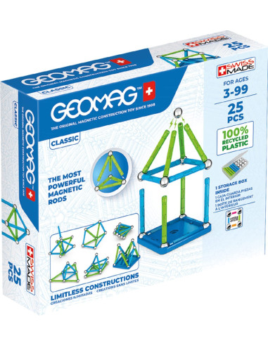 Geomag Color, Juego de Bloques de Construcción Magnéticos 25 piezas