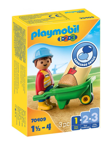 Playmobil 1.2.3. Obrero con Carretilla