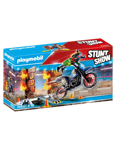 Playmobil Stuntshow moto con muro de fuego 70553