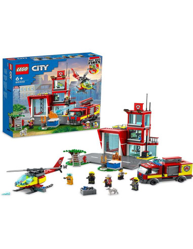 LEGO 60320 City Parque de Bomberos de Juguete con Helicóptero y Camión para Construir