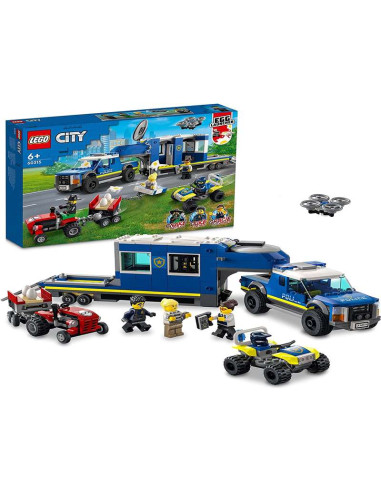 LEGO 60315 City Central Móvil de Policía, Coche Todoterreno, Dron, Tractor y Camión