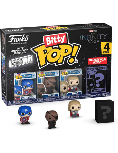 Funko Bitty Pop! Marvel - Captain American - Capitan America, Nick Fury, Thor Y una Minifigura 